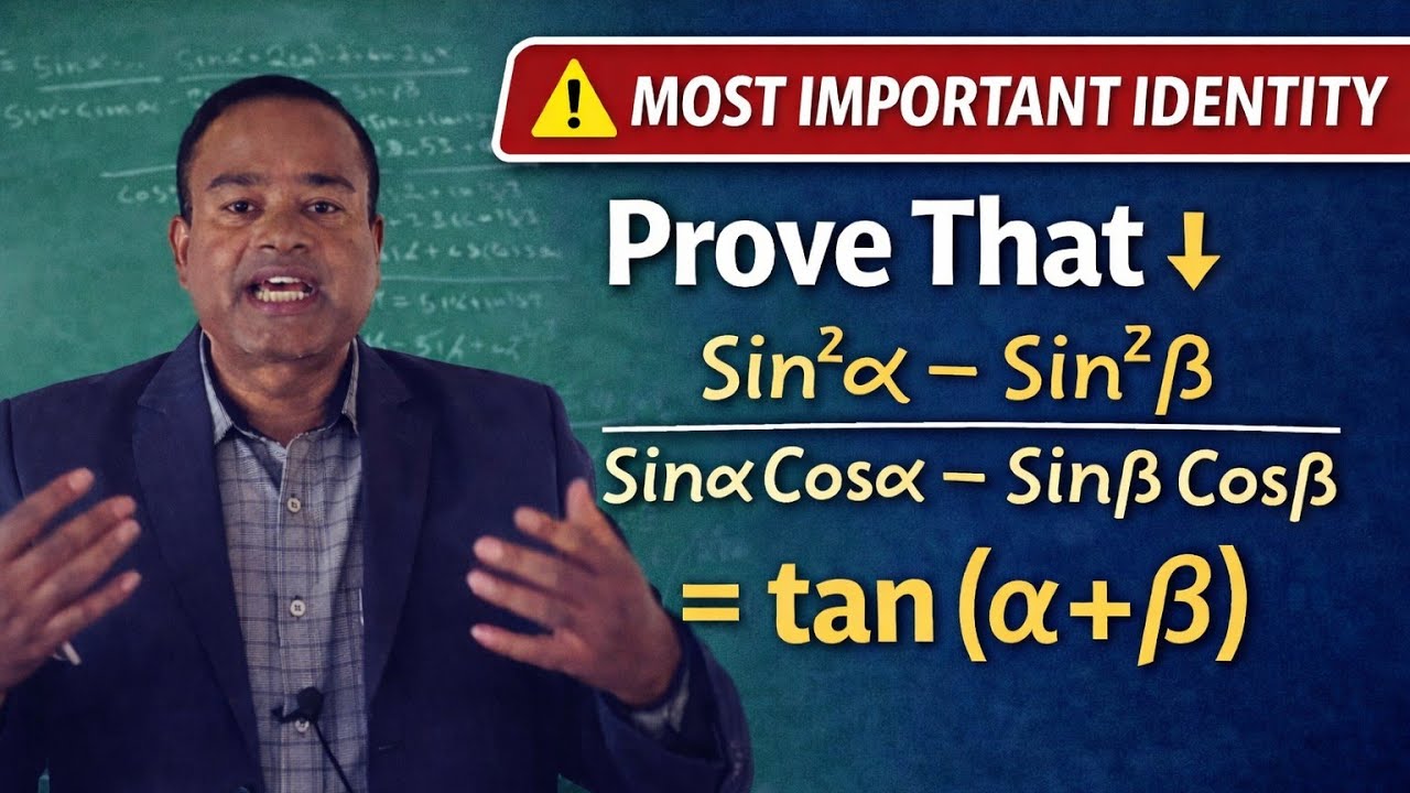 Prove That (Sin²α − Sin²β)/(SinαCosα − SinβCosβ) = tan(α + β) | Class 10 Trigonometry
