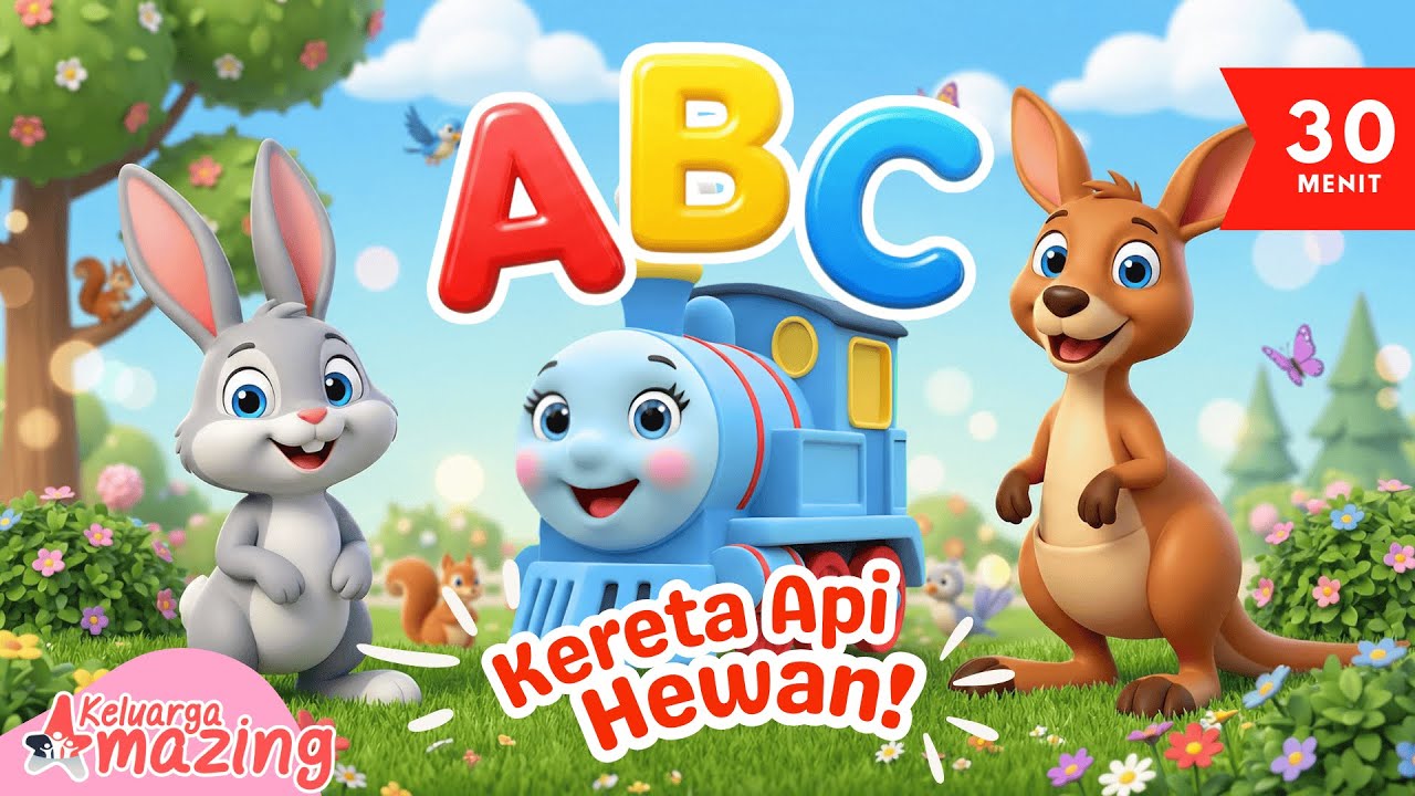 Belajar Huruf A–Z & Nama Hewan Lucu di Taman 🐾🌿 | Kereta Api Edukasi Seru Anak PAUD & TK