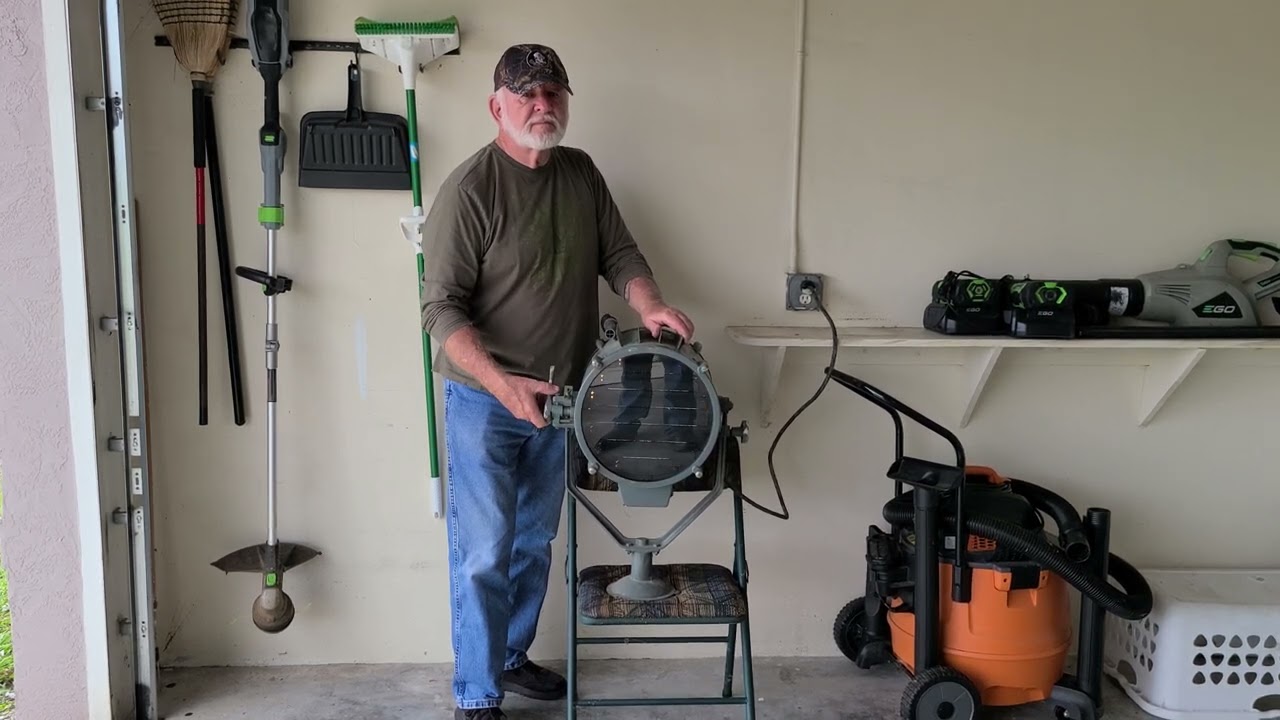 Dad sends morse code using Navy signal search light