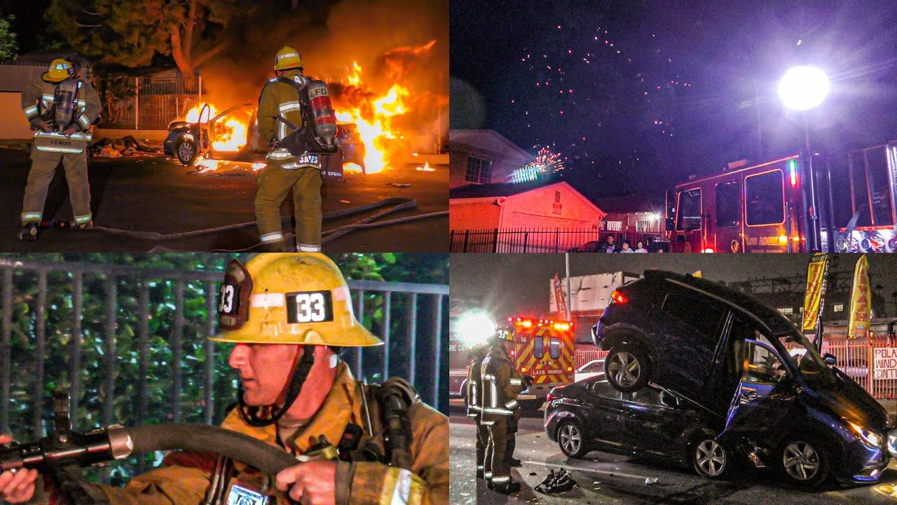 South Los Angeles on the 4th of July 2022 - LAFD in Action + Fireworks