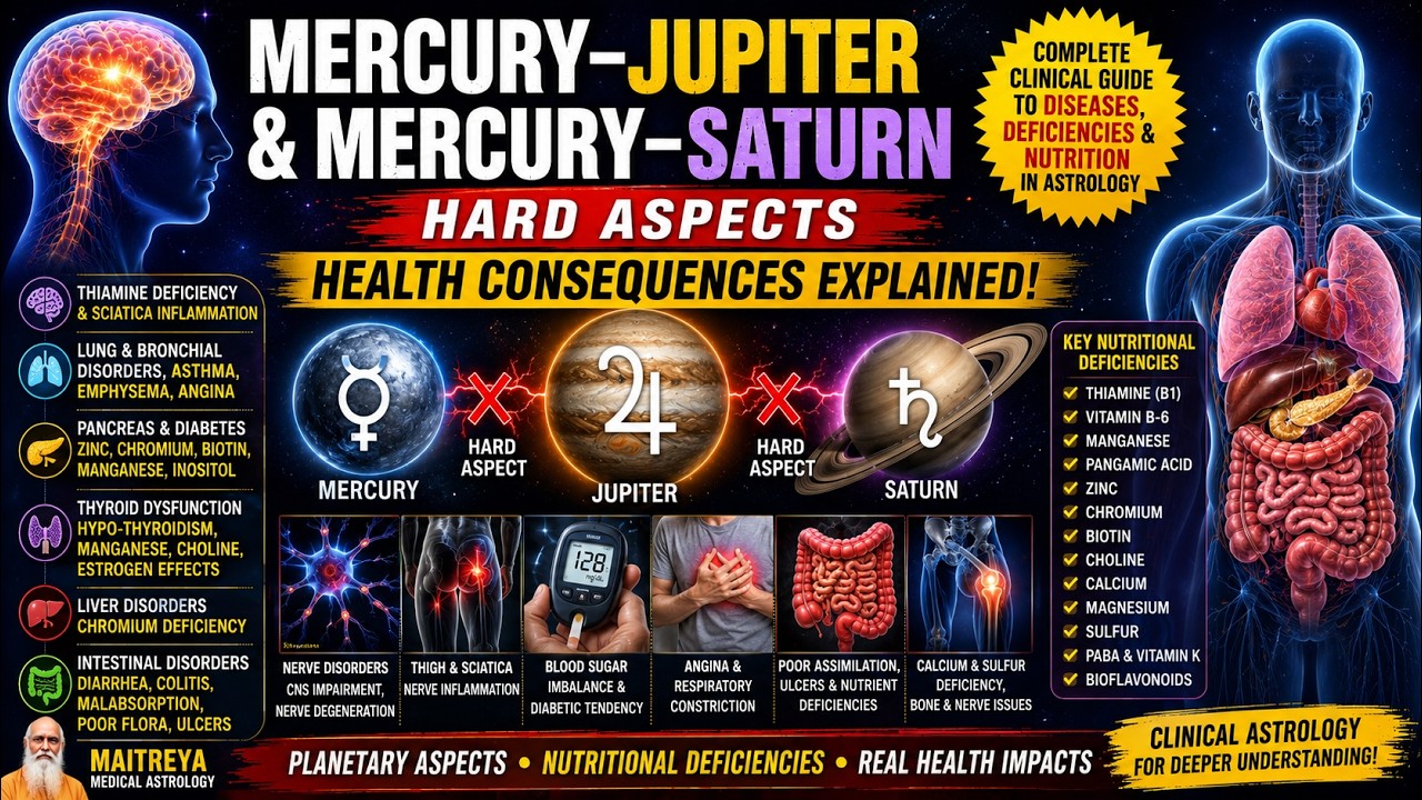 Hard Aspects of Mercury & Disease (Part-2) | Mercury-Jupiter & Mercury-Saturn | Medical Astrology