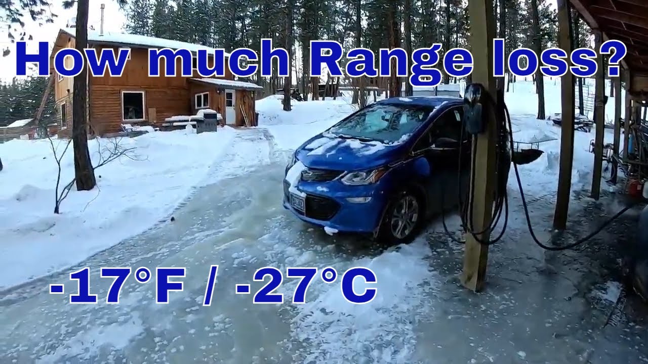 EV range loss without pre-heat in -17°F (-27°C) weather. Cold morning drive in 2020 Chevy Bolt EV.