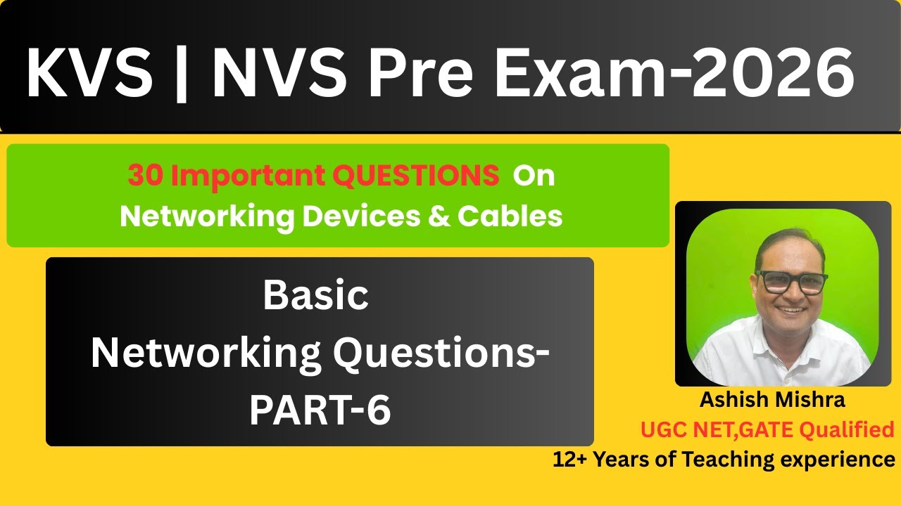 Networking Devices & Cables | KVS NVS Pre Exam 2026 | Repeater, Hub, Switch, Router