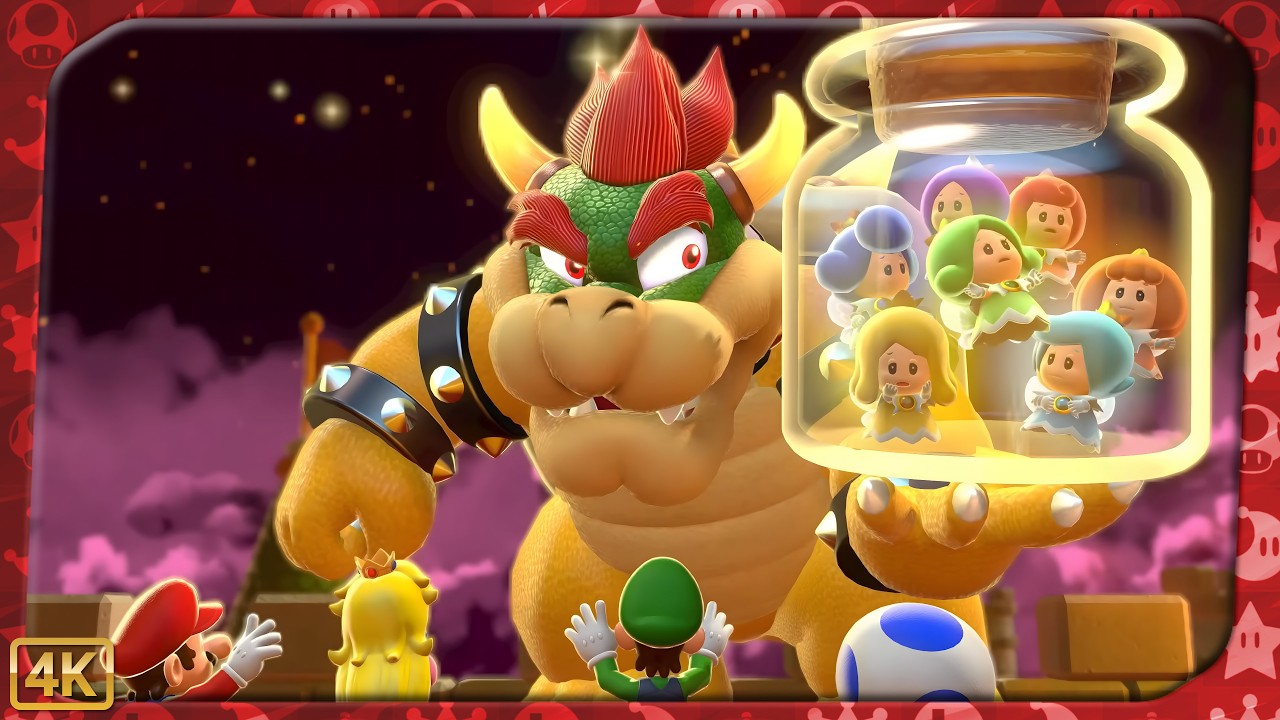 Super Mario 3D World for Switch ⁴ᴷ World Bowser 100% (All Green Stars & Stamps) 4-Player