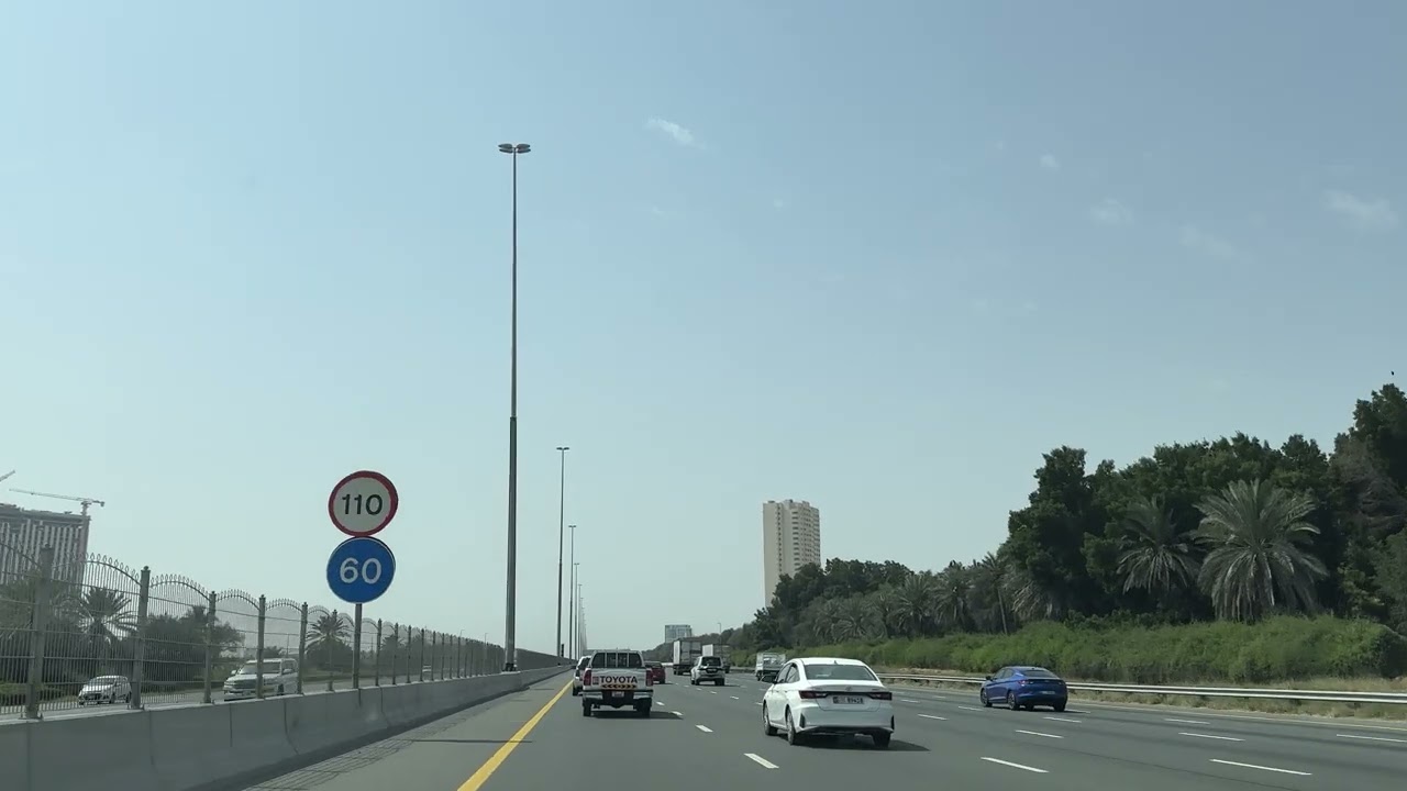 Dubai Sheikh Nahyan Road to Abu Dhabi Airport | 4K drive