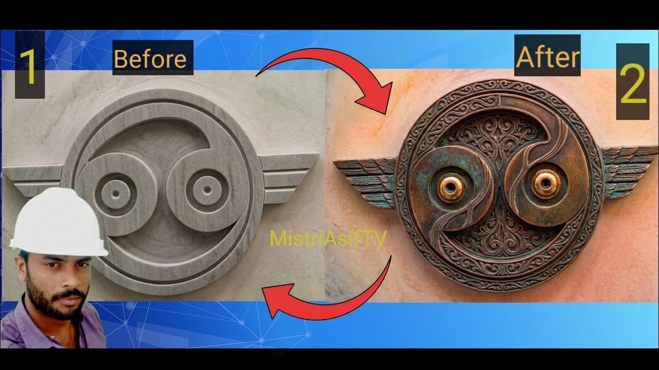New Cement Wall Flower Design with Beautiful Painting | Mistri Asif TV