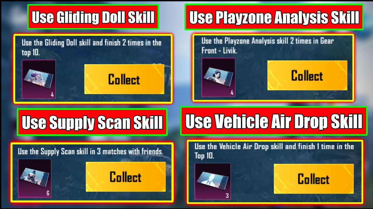 Use Gliding Doll Skill | Playzone Analysis Skill | Use Supply Scan Skill | Vehicle Air Drop Skill