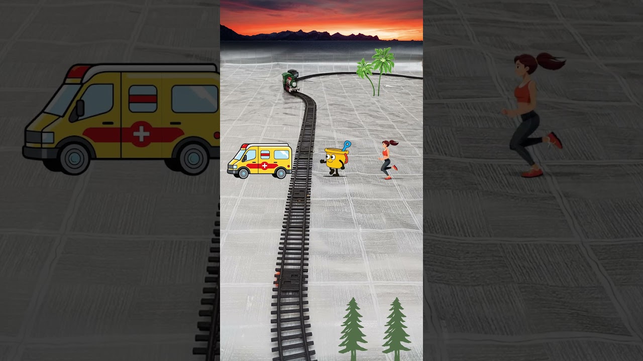 Bucket🪣 is following the ambulance🚑 when the train🚂 is approaching fast | Bath Tub🛀