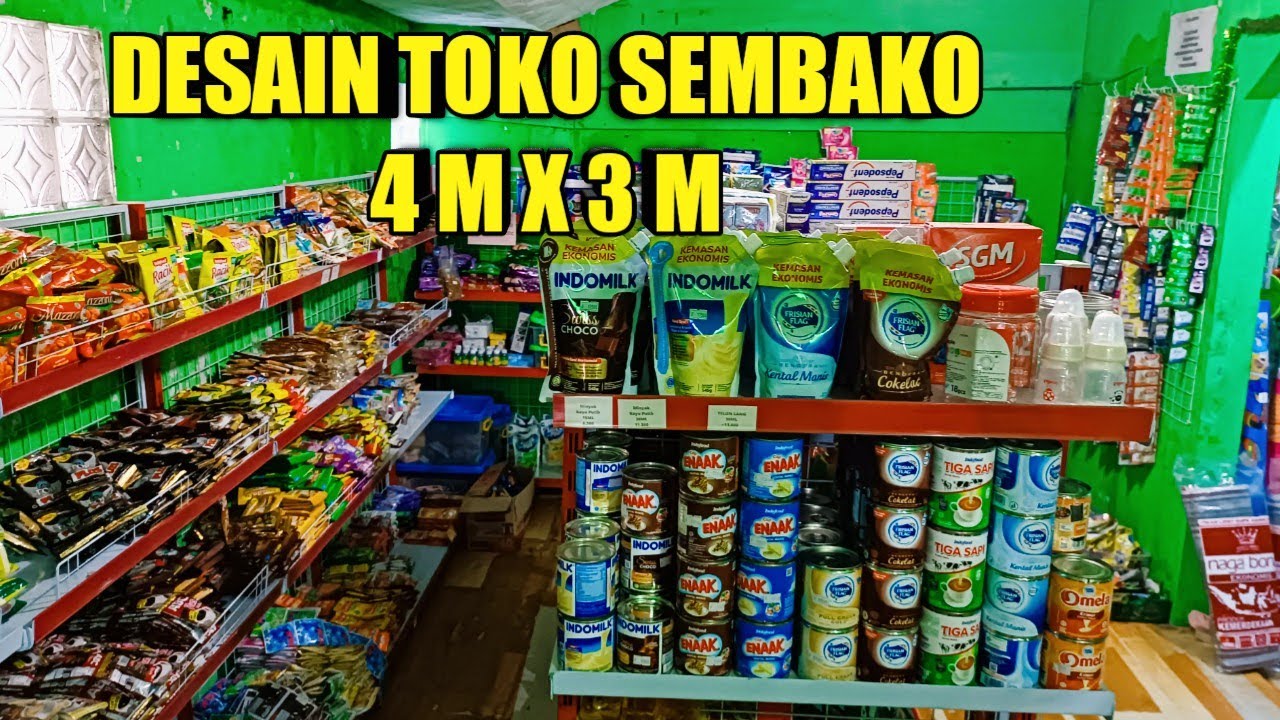 Desain Toko Sembako Ukuran 3 x 4 Meter Menggunakan Rak Minimarket