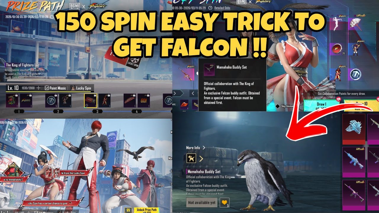 SECRET FREE TRICK TO GET NEW FALCON BUDDY SKIN 🥵 BEST TRICK OF NEW PRIZE PATH LUCKY SPIN 