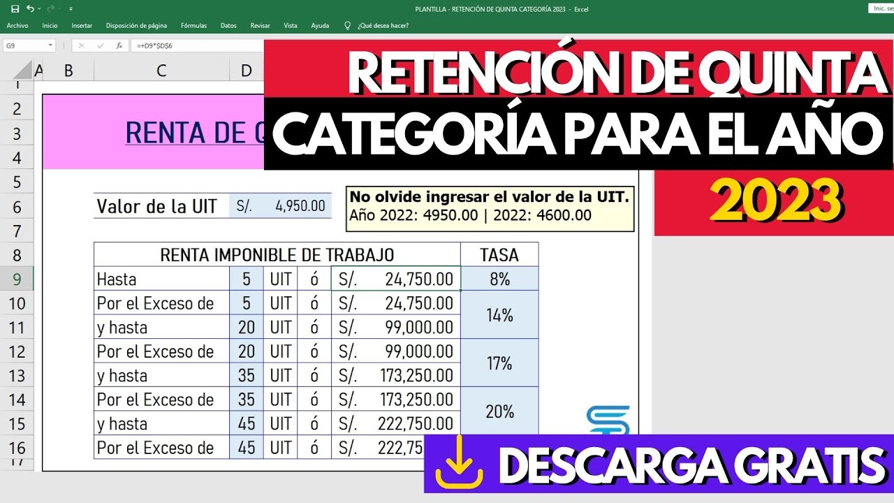RETENCIÓN DE 5TA CAT. 2023 | Plantilla Gratis