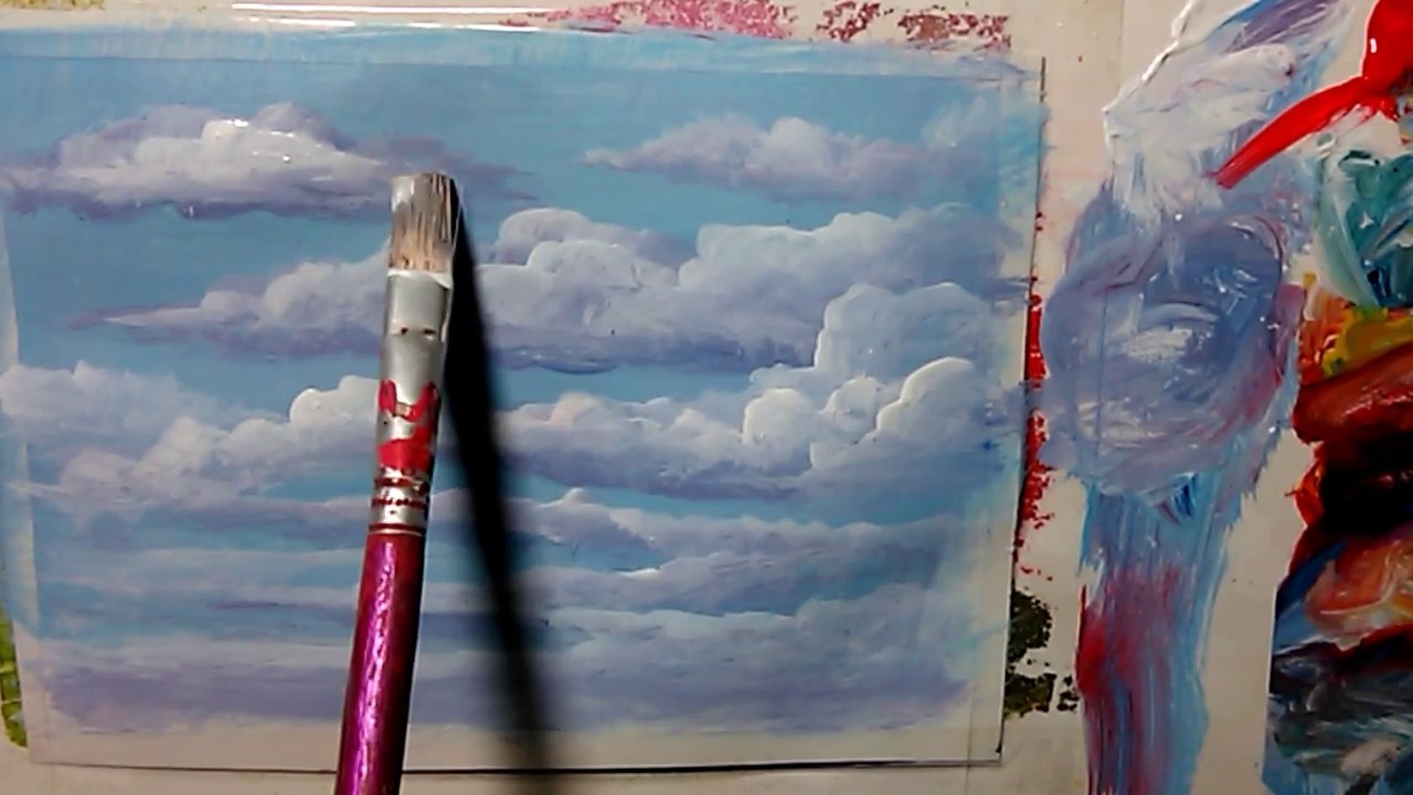 #42.Hey!! Pintamos NUBES y gaviota?, Fácil . Acrílico.