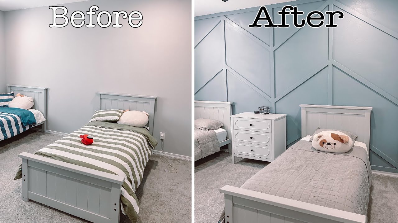 New Build Bedroom Makeover 2022 | DIY Chevron Accent Wall