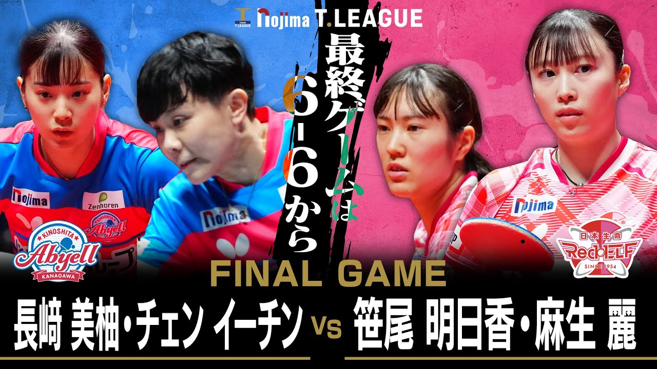 長﨑美柚 チェンイーチン vs 笹尾明日香 麻生麗名 TFINALGAME 木下アビエル神奈川 vs 日本生命レッドエルフ ノジマTリーグ 10月19日(日) 代々木第二体育館 【卓球 Tリーグ公式】