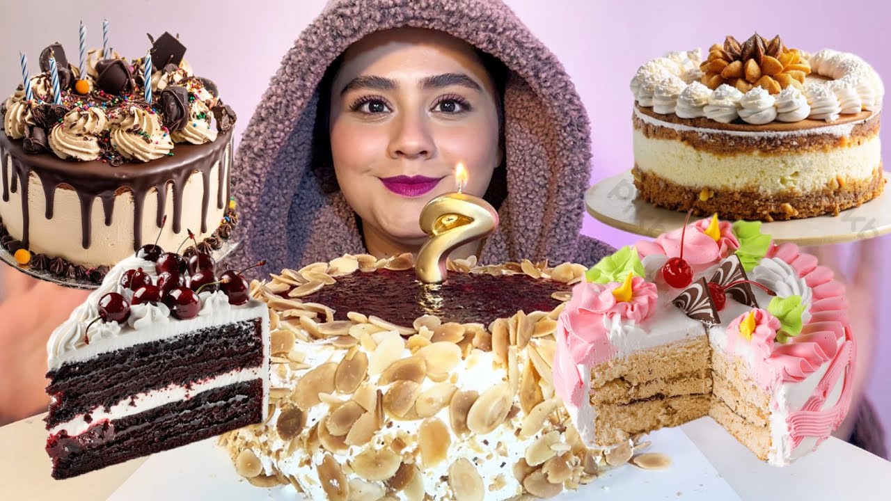 Napoleon Layered Cream Cake with Blackberry Marmalade and almonds 🎂 #mukbang #cake 