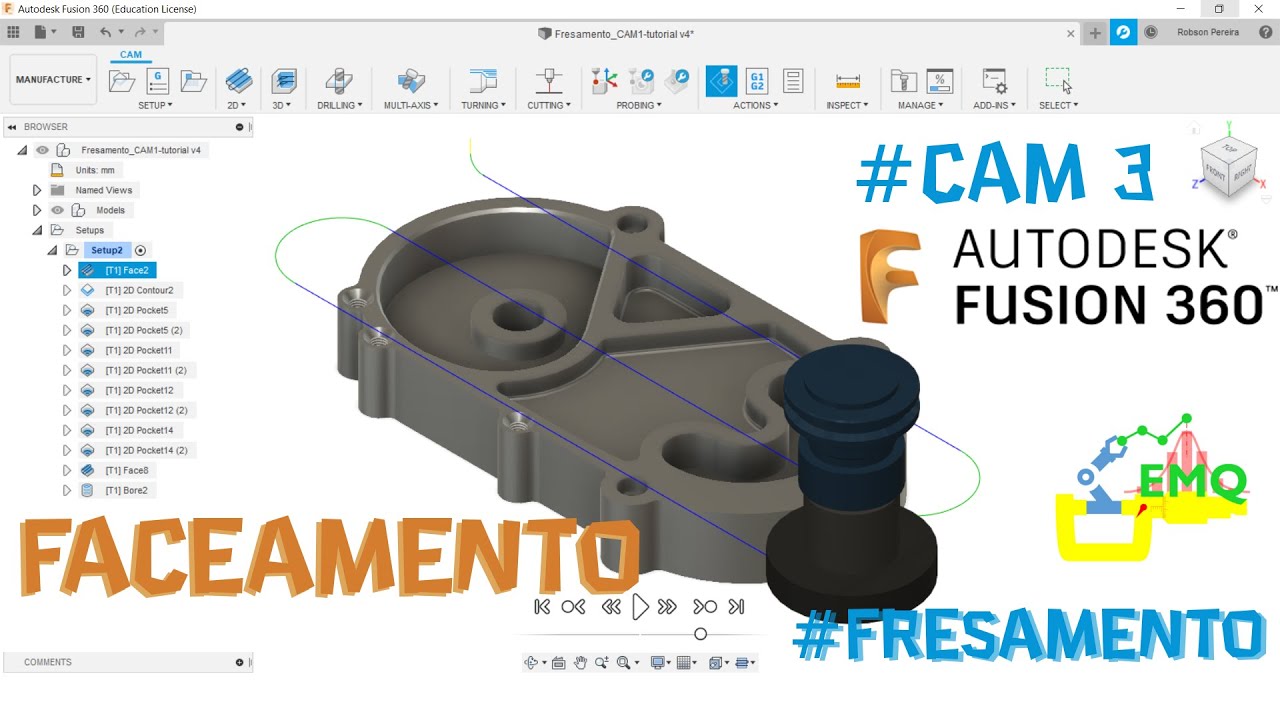 Faceamento. Fresamento CAM no Fusion 360. #CAM 3