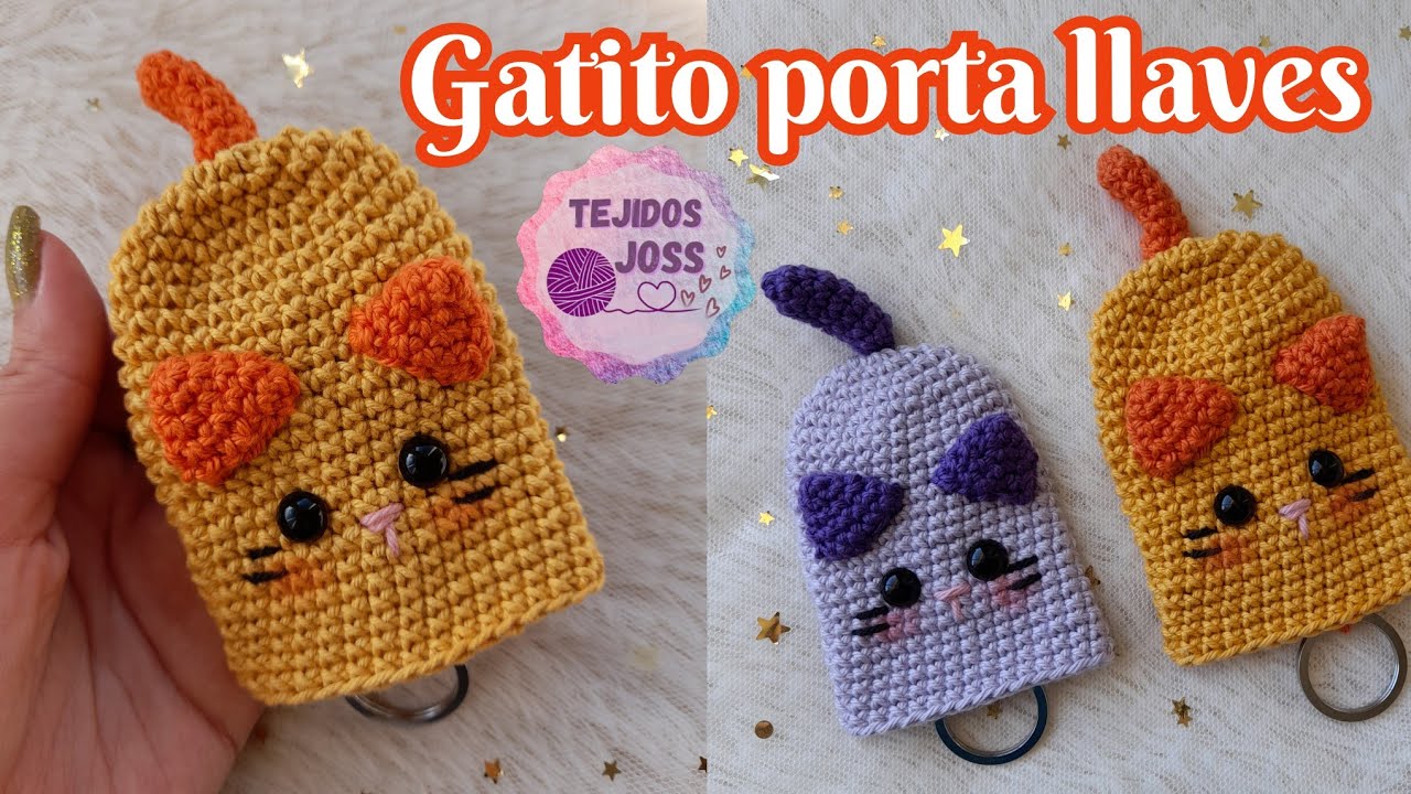 Ключница амигуруми котёнок