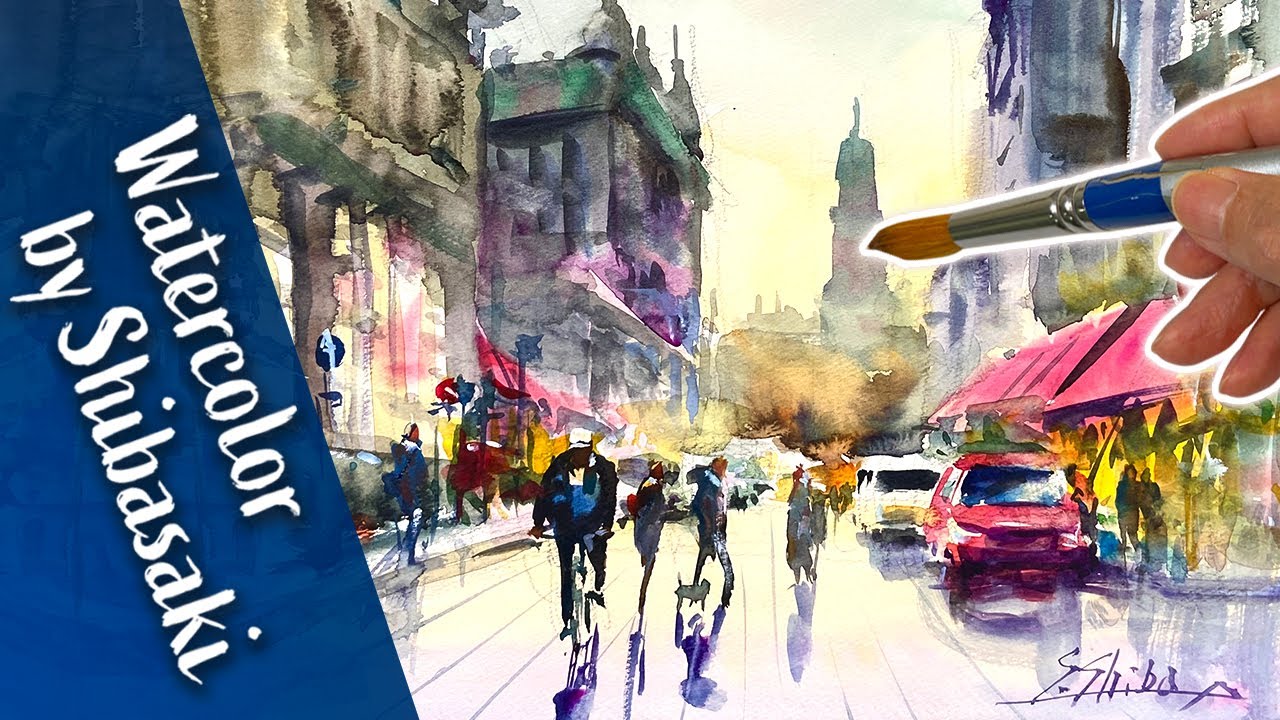 Healing Watercolor Art |  Czech cityscape landscape