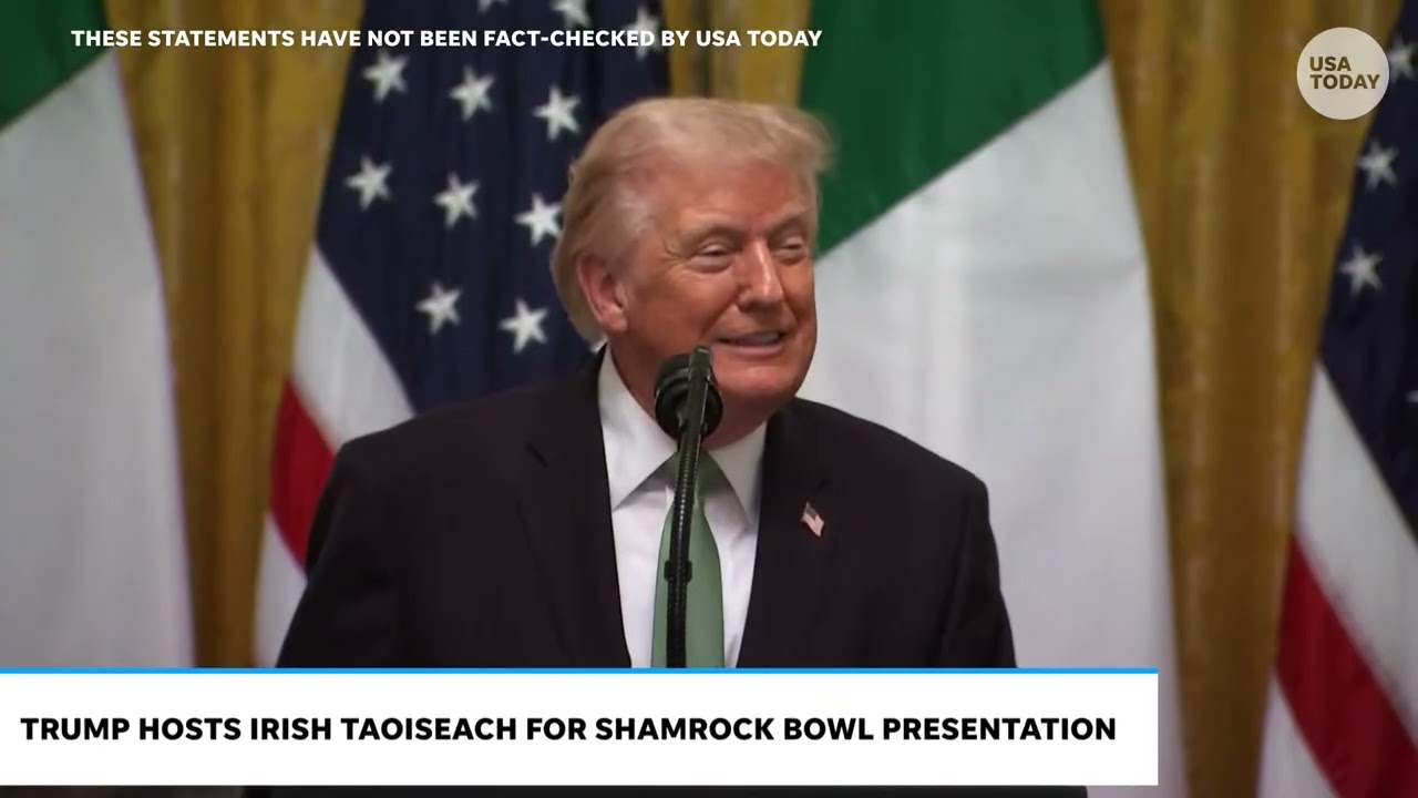 Трамп принял премьер-министра Ирландии на церемонии вручения премии «Шамрок Боул» в честь Дня Свя...