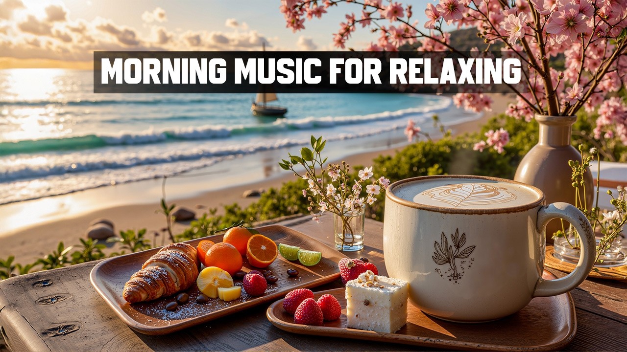 Relaxing Beach Café Morning ☕ Coffee, Ocean Waves & Bossa Nova