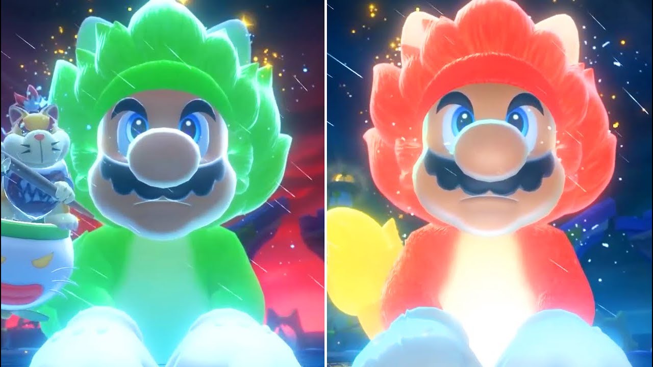 Bowser's Fury - Green vs Red Giga Cat Mario (Comparison)