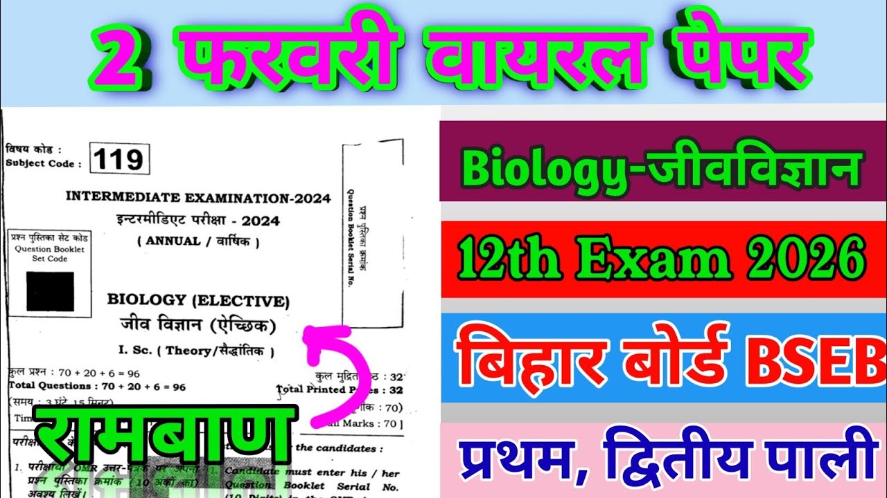 Class 12th Biology जीवविज्ञान | Viral Question paper | VVI 2026 | BIHAR BOARD | BSEB 