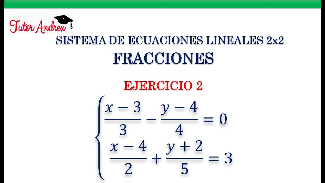 Sistema de ecuaciones lineales 2x2 con FRACCIONES - Ejercicio 2