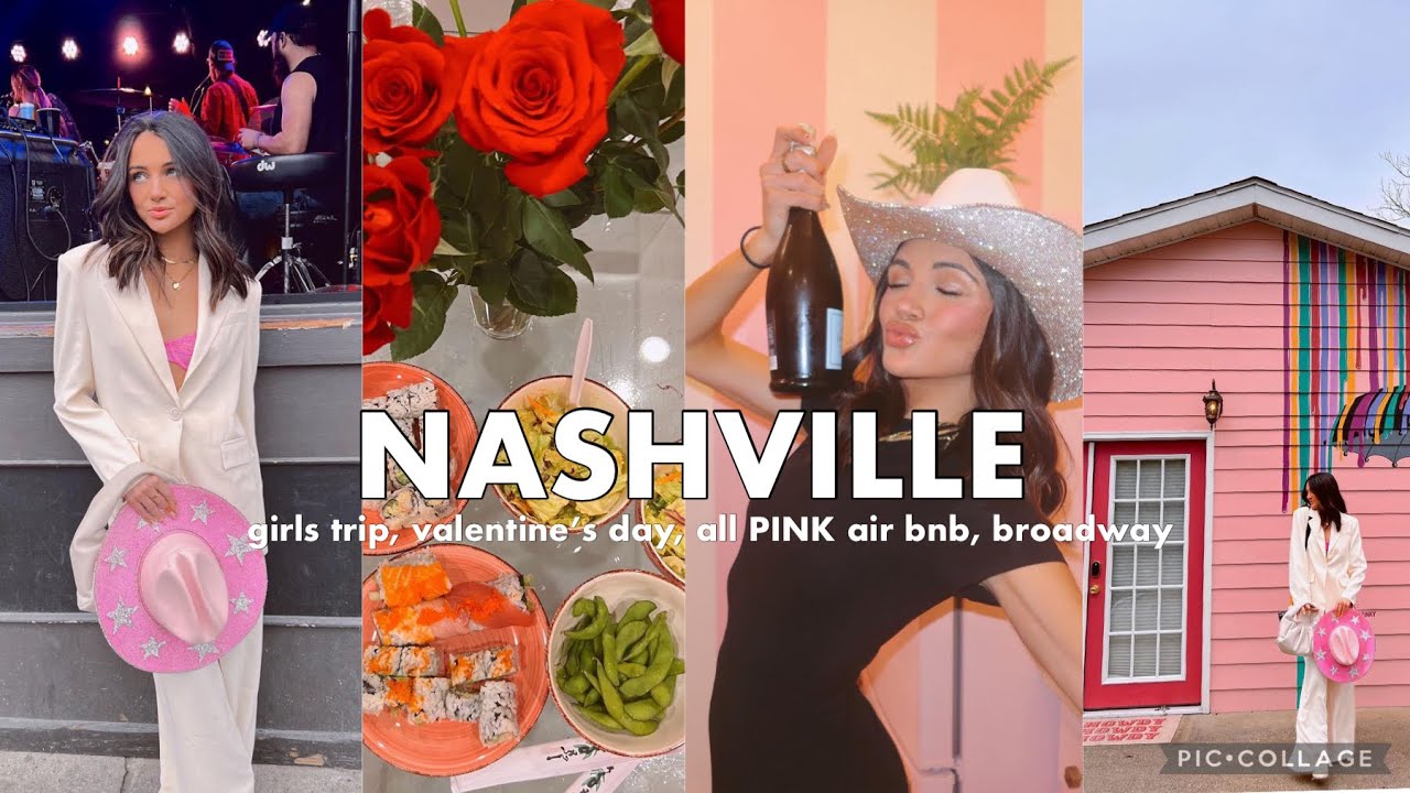 NASHVILLE VLOG | valentine’s day, all pink air bnb, going out on broadway, reunited w/ liv