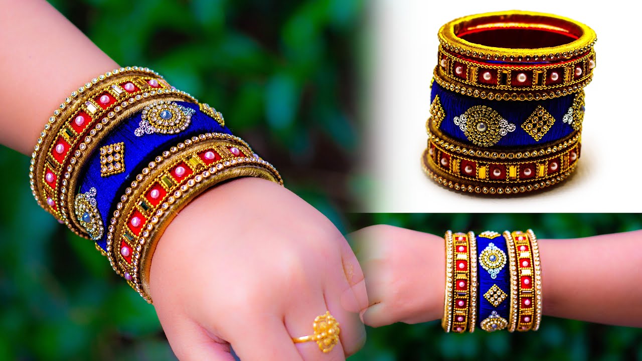 Make an awesome new bangle from old glass bangles | OLD BANGLE REUSE | New look | Silk thread bangle