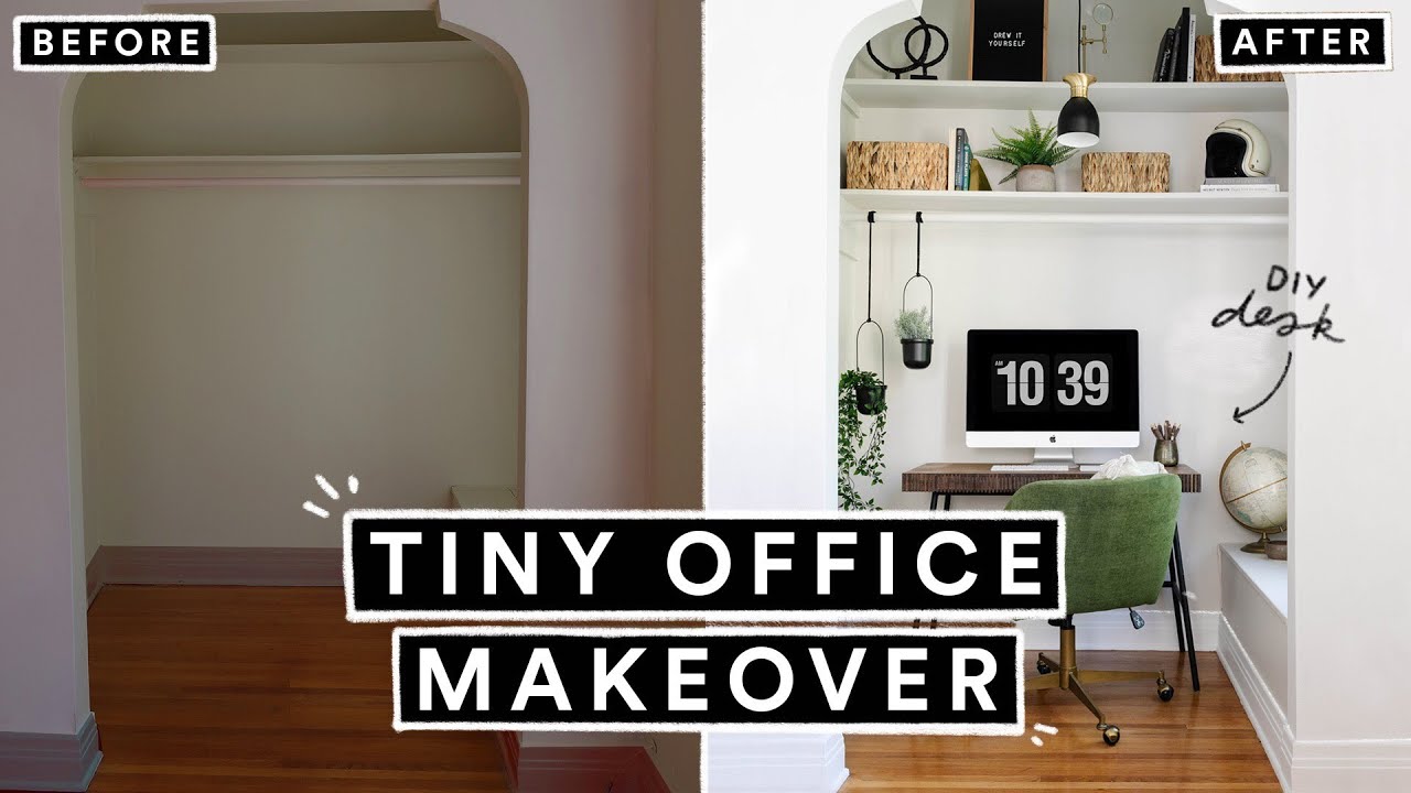 DIY Small Office Makeover ON A BUDGET! (DIY Desk + Organization Ideas)