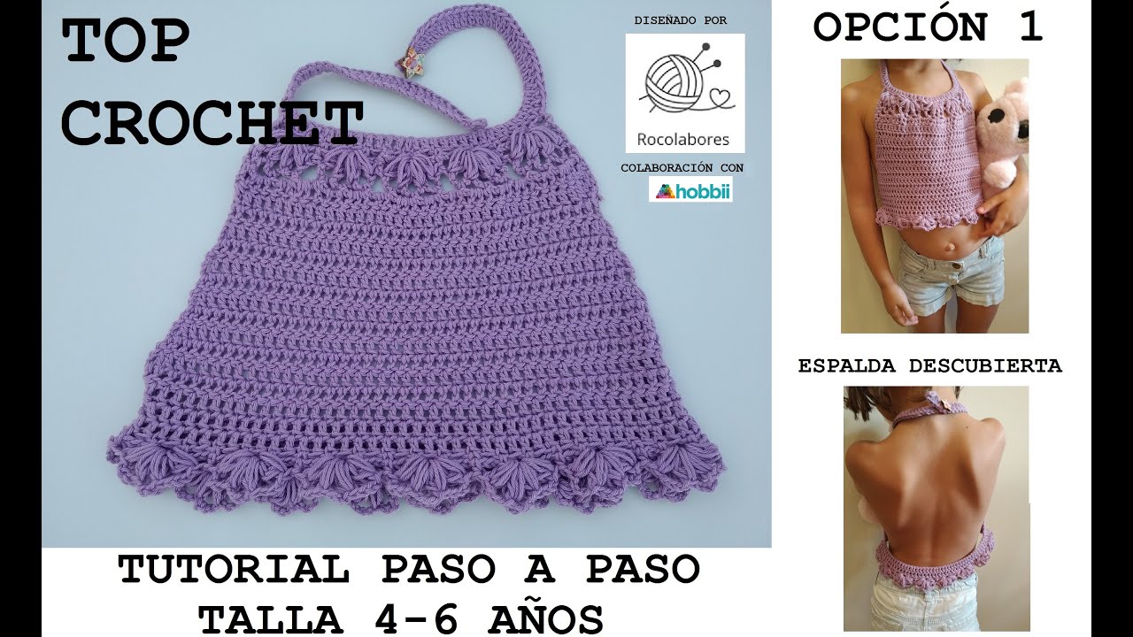 TOP CROCHET, CAMISETA CROCHET NIÑA, TUTORIAL PASO A PASO.