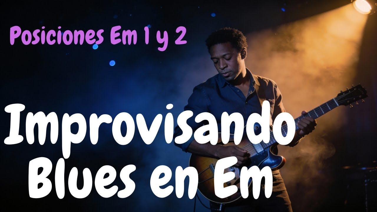 Improvisando sobre un Blues en Em. Posiciones de las escala de Em 1 y 2.