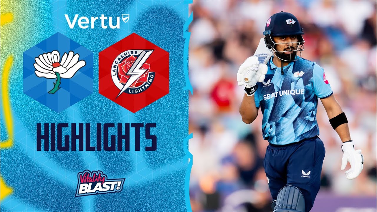Highlights: Yorkshire Men v Lancashire Lightning | Abdullah Shafique hits first Yorkshire fifty