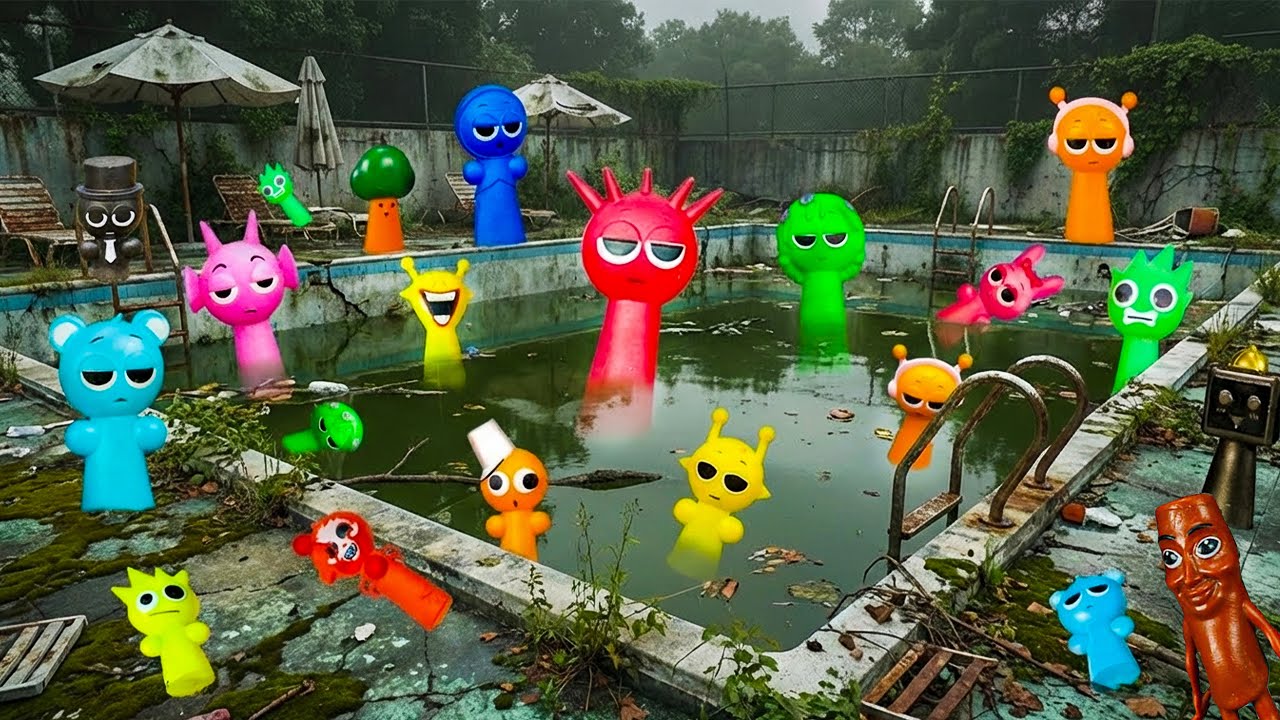 I Found TOO MANY Sprunki in an Abandoned Swimming Pool… 😱