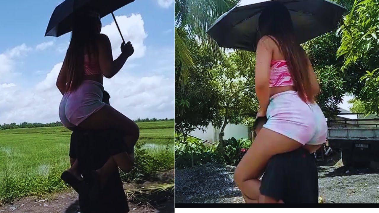 Shoulder ride challenge  Queenie with her Umbrella lol | Lift and carry challenge