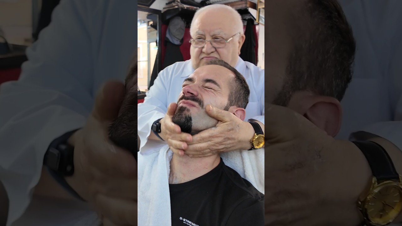 💈74 years old Turkish Master Barber #shave #relax  #asmr #goatee #beard #traditional #barbershop