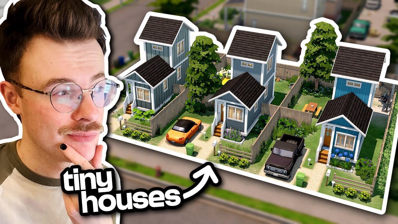 i built a row of tiny houses in The Sims 4