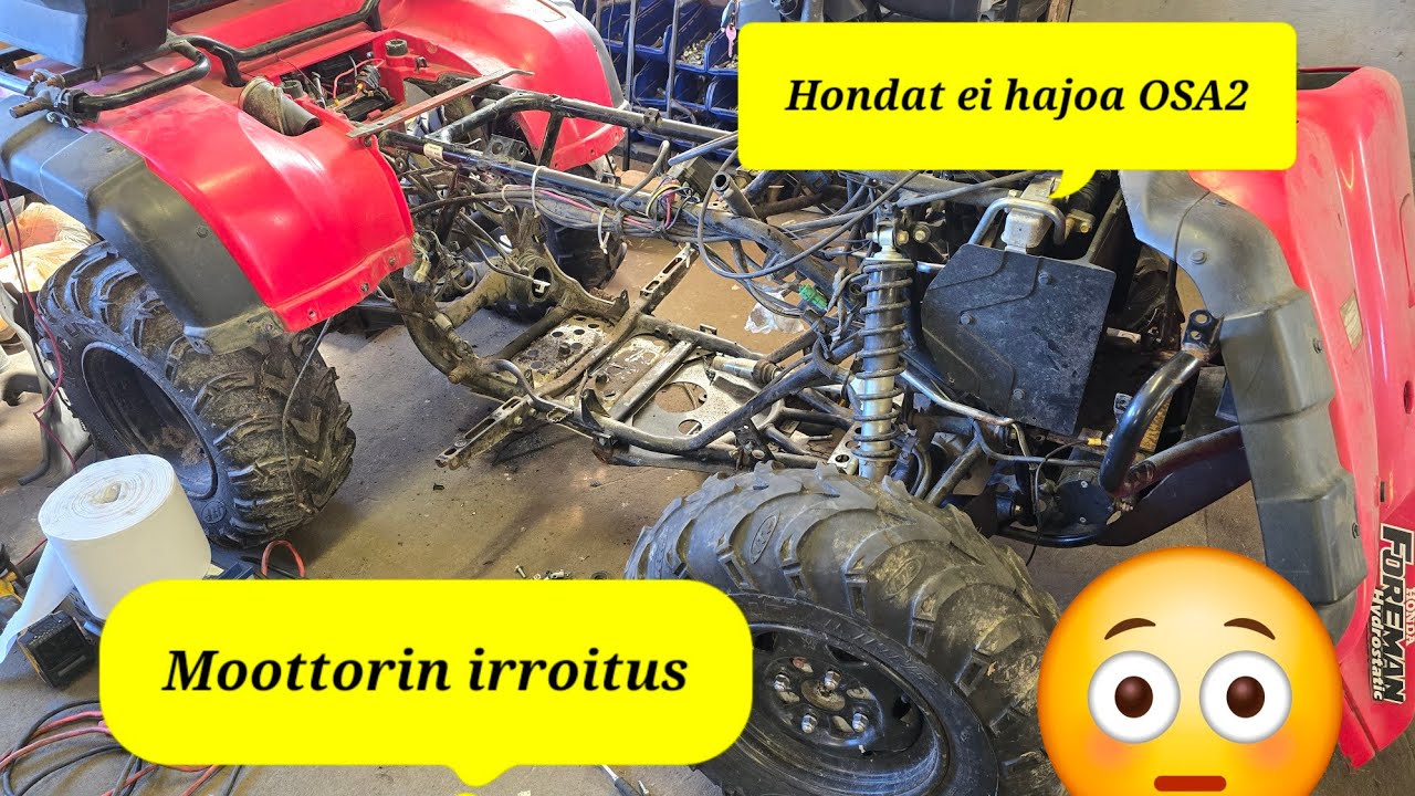 Honda Foreman ATV TRX 500. Moottorin irroitus (moottori jumissa)