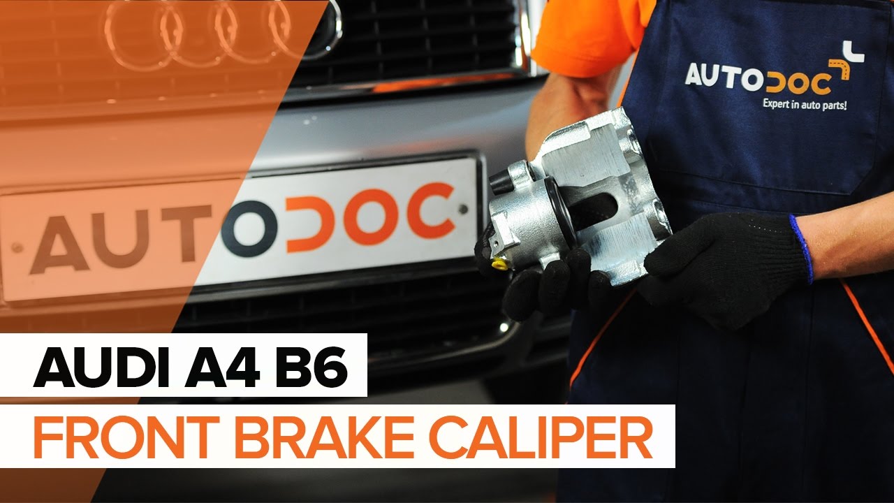 How to change a front brake caliper on AUDI A4 B6 TUTORIAL | AUTODOC