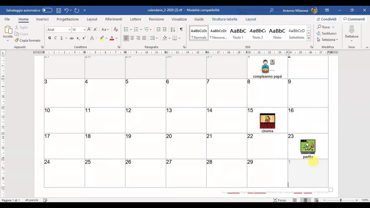 Videoguida ARASAAC - 4 - Generatore di calendari