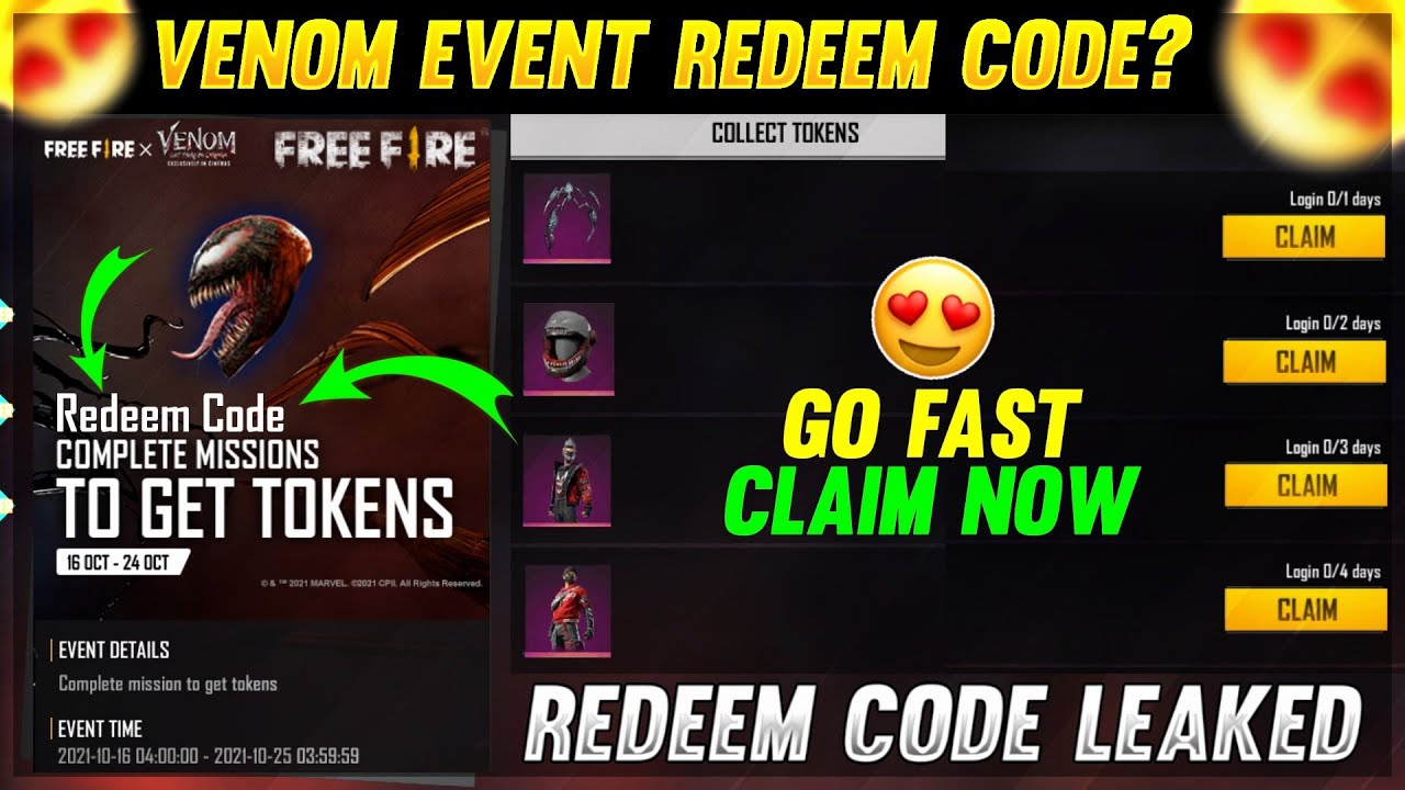 VENOM EVENT REDEEM CODE | VENOM EVENT FULL DETAILS TAMIL | FREE FIRE NEW EVENT | GAMING PUYAL