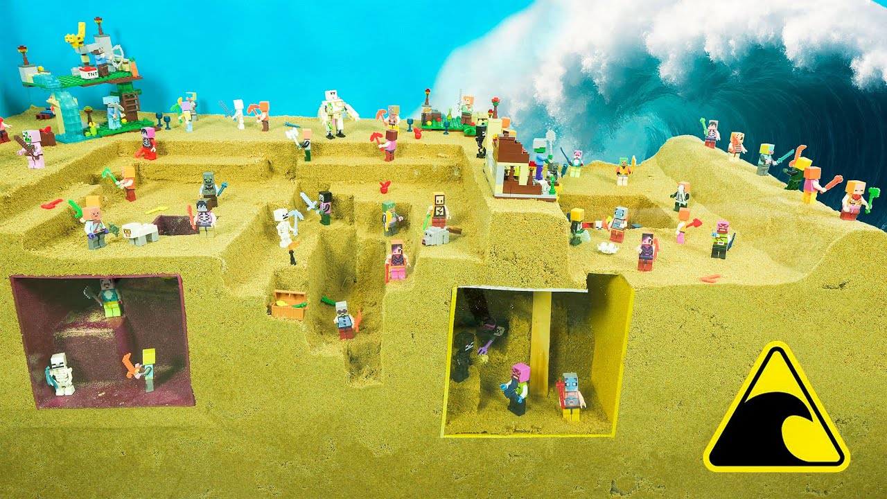 Minecraft City Destroyed by Tsunami | Lego Dam Breach Experiment