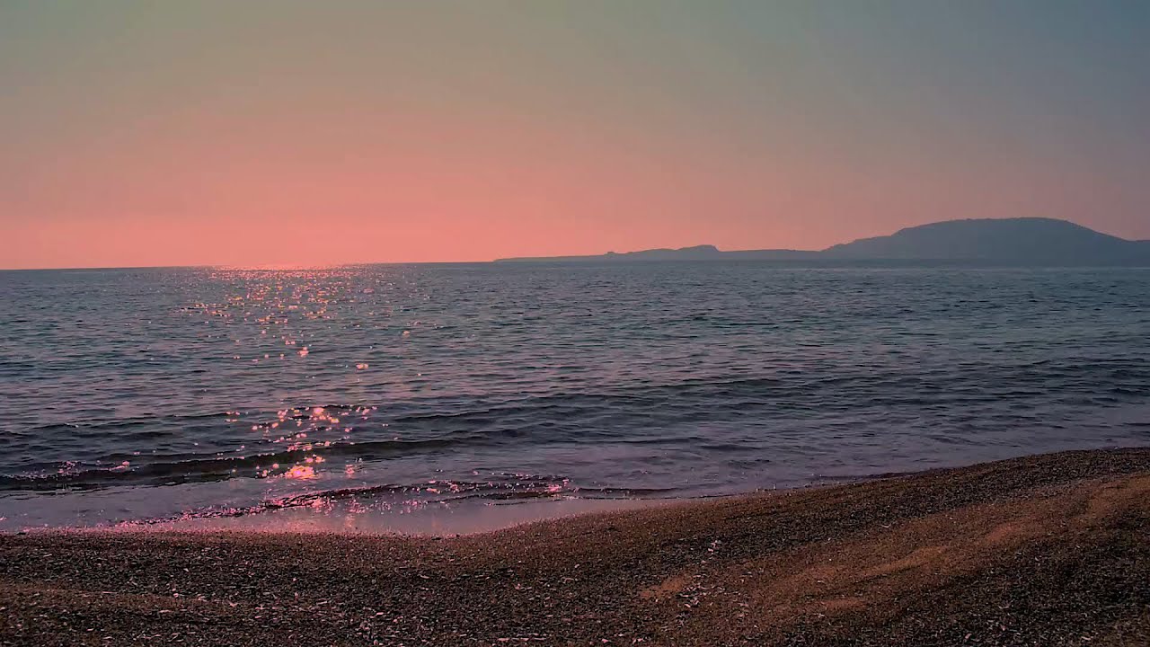 Ocean Sunset with Relaxing Waves Sound | Island Proti Greece | 1080p HD Video and Sound