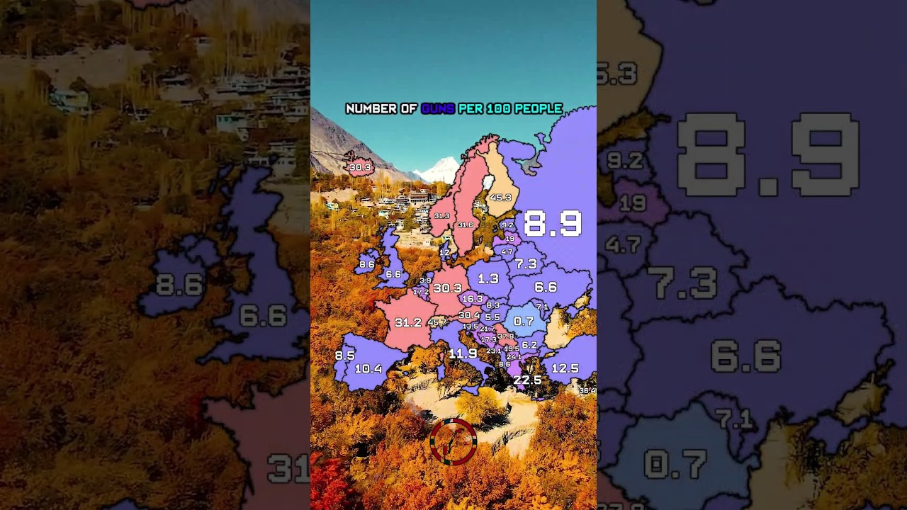Number of guns per 100 inhabitants
