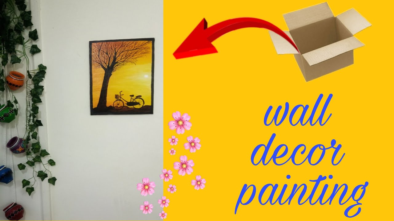 Wall Decor Painting || How To Make Cardboard Painting || DIY Home Decor || Easy Cardboard DIY