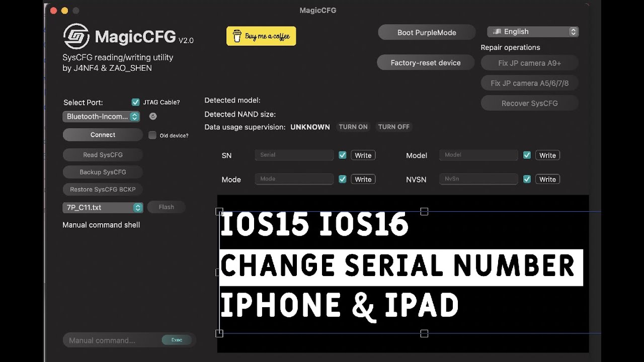 How to change Serial iPhone X, 8 A11 devices with DFU MagicCFG and erase to keep same iOS15 iOS16