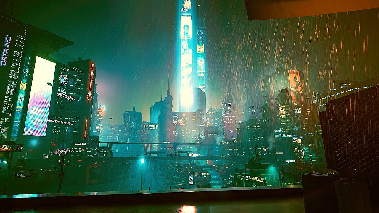 Rain on Metal Roof | Cyberpunk City Night Ambience (Blade Runner Style)