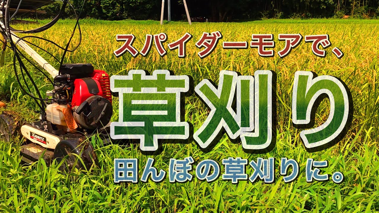 【草刈り】スパイダーモアで、田んぼの草刈りに。