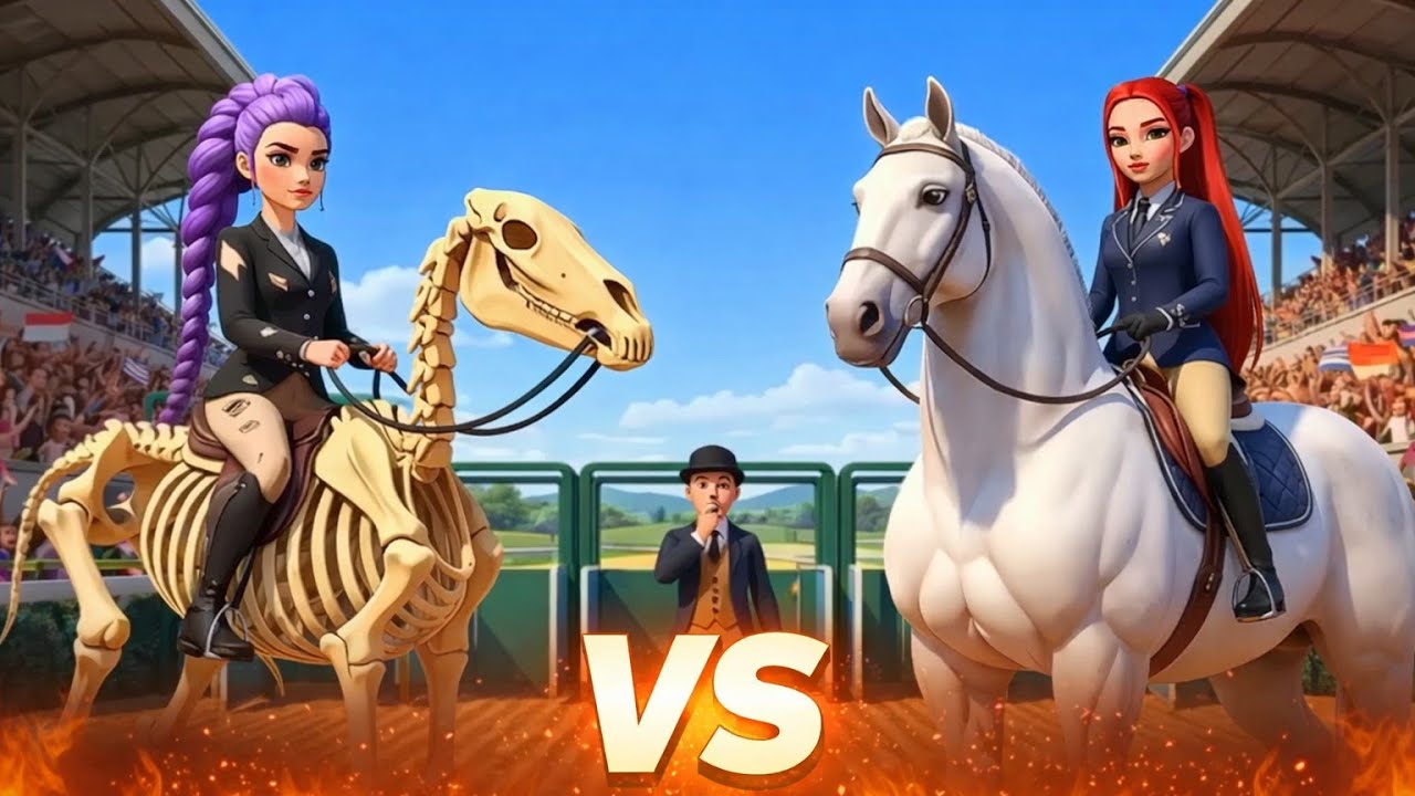 😱Конь-скелет против 🐴🦄Белого Чемпиона | Волшебная история об арене для детей