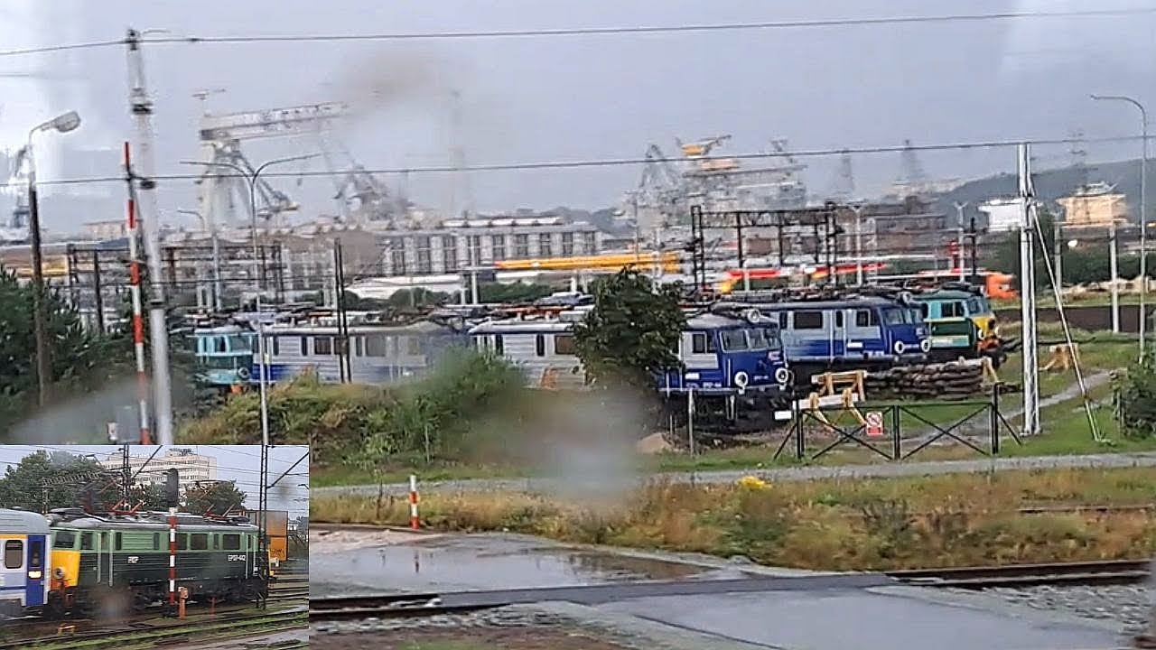 Poland: Passing PKP carriage sidings and locomotive depot to the north of Gdynia Glowna